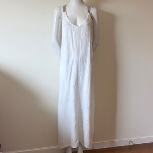 Velia Sierra White Lenin Cross Back Maxi Dress Size M